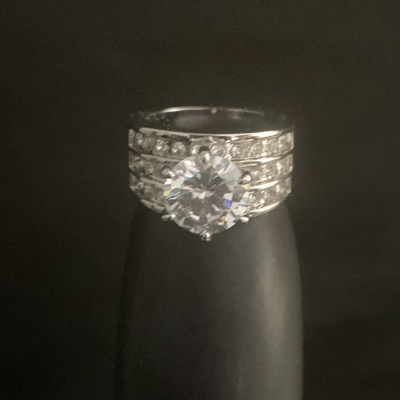 Charter Club Crystal Triple-Row Ring in Fine Silver Plate, Shop High-Quality Mer - Picture 1 of 5
